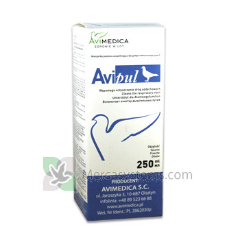 AviMedica AviPul 250 ml (vie aeree ottimale) per i piccioni e uccelli.