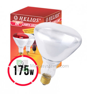 Helios Lampada a infrarossi bianca da 175 W (lampada a infrarossi per allevamento)