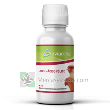 Avianvet AD3E + Ácido fólico 100ml (Favorece la reproducción y mejora la fertilidad en machos y hembras)