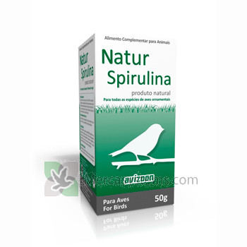 Avizoon Natur Spirulina 50gr, (ricca di beta-carotene, che esalta il colore naturale delle piume).