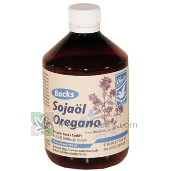 Backs Olio di Soia e Origano, 500 ml (migliora la digestione). Per Piccioni Viaggiatori. 