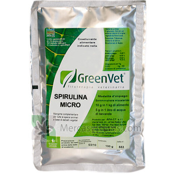 GreenVet Spirulina Micro 100gr, (favorisce la colorazione delle piume)